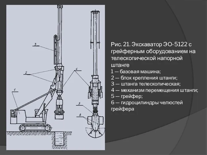 Рис. 21. Экскаватор ЭО-5122 с грейферным оборудованием на телескопической напорной