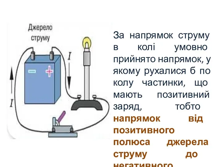 За напрямок струму в колі умовно прийнято напрямок, у якому