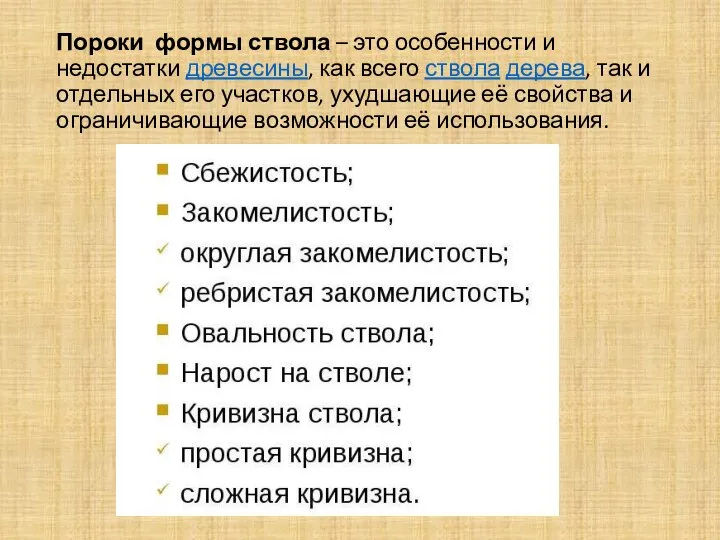 Пороки формы ствола – это особенности и недостатки древесины, как