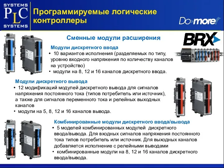 Программируемые логические контроллеры Модули дискретного ввода 10 вариантов исполнения (разделяемых