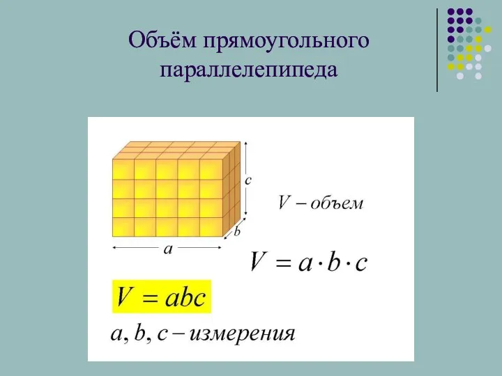 Объём прямоугольного параллелепипеда