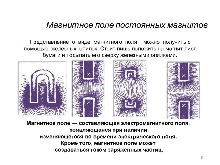 Магнитное поле постоянных магнитов Магнитное поле — составляющая электромагнитного поля,