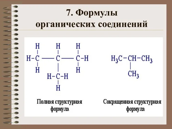 7. Формулы органических соединений