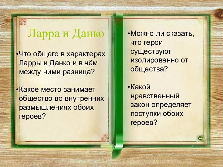 Ларра и Данко Можно ли сказать, что герои существуют изолированно