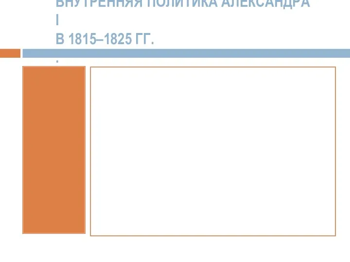 ВНУТРЕННЯЯ ПОЛИТИКА АЛЕКСАНДРА I В 1815–1825 ГГ. .