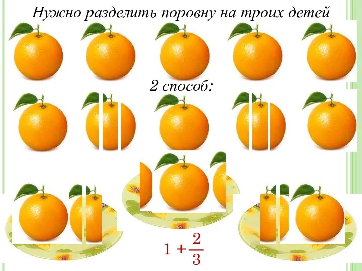 Нужно разделить поровну на троих детей 2 способ: