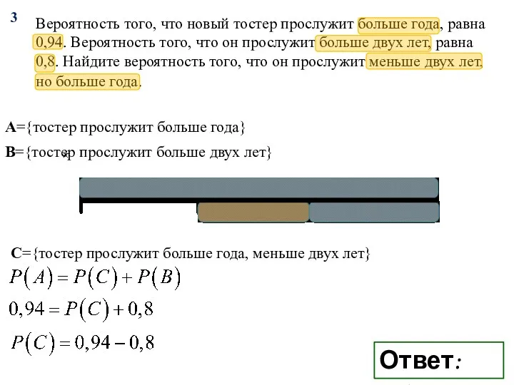 Вероятность того, что новый тостер прослужит больше года, равна 0,94.