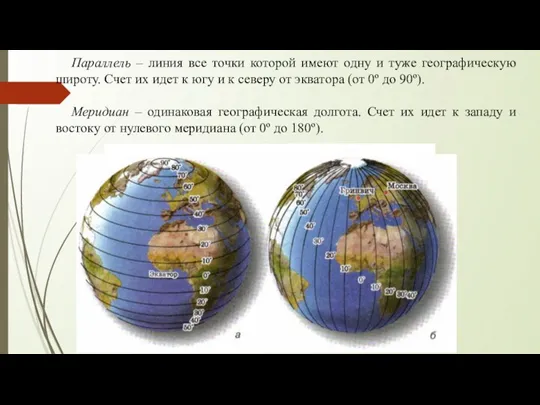 Параллель – линия все точки которой имеют одну и туже