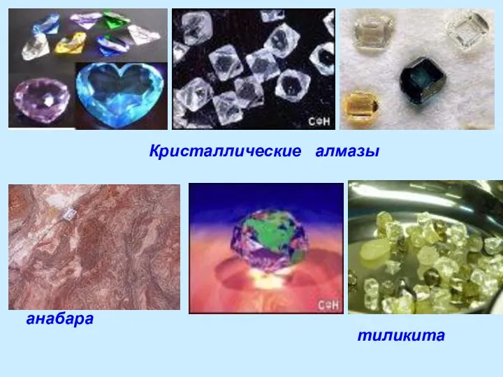 Кристаллические алмазы тиликита анабара