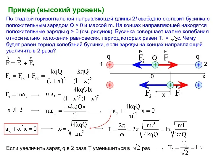 По гладкой горизонтальной направляющей длины 2l свободно скользит бусинка с