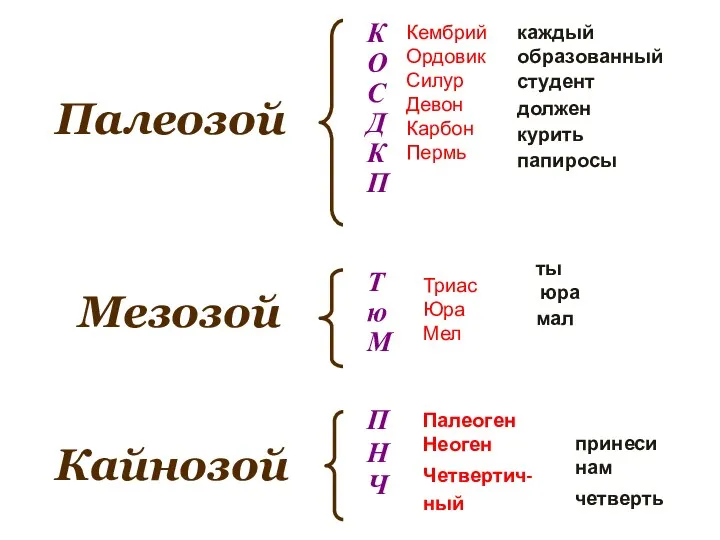 Палеоген Неоген Четвертич-ный принеси нам четверть ты юра мал каждый