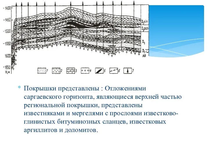 Покрышки представлены : Отложениями саргаевского горизонта, являющиеся верхней частью региональной