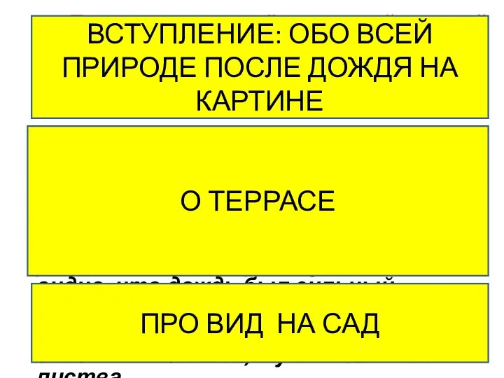 Только что прошёл сильный летний дождь. Он оставил свои следы