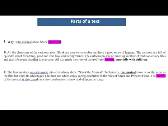 Parts of a text