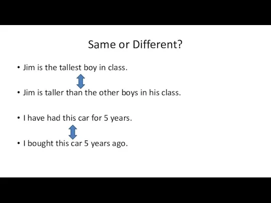 Same or Different? Jim is the tallest boy in class.