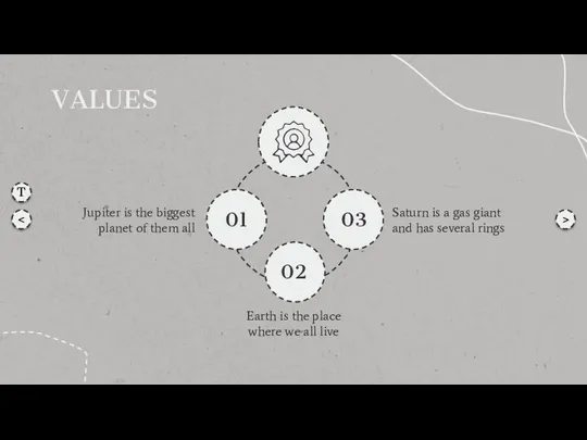 VALUES 01 02 03 Jupiter is the biggest planet of