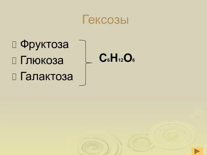 Гексозы Фруктоза Глюкоза Галактоза С6Н12О6