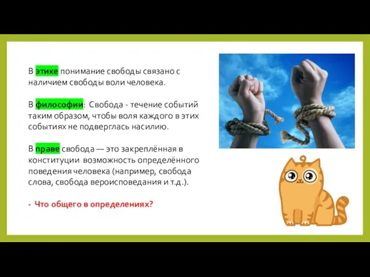 В этике понимание свободы связано с наличием свободы воли человека.