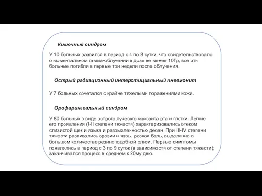 Кишечный синдром У 10 больных развился в период с 4