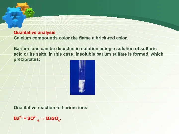 Qualitative analysis Calcium compounds color the flame a brick-red color.