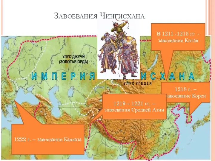 Завоевания Чингисхана В 1211 -1215 гг - завоевание Китая 1218