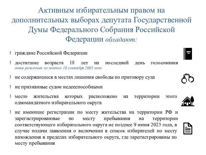 Активным избирательным правом на дополнительных выборах депутата Государственной Думы Федерального