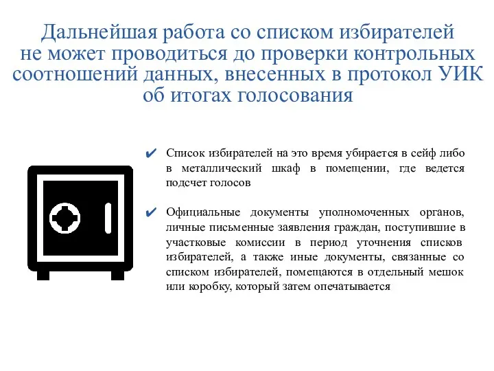 Дальнейшая работа со списком избирателей не может проводиться до проверки