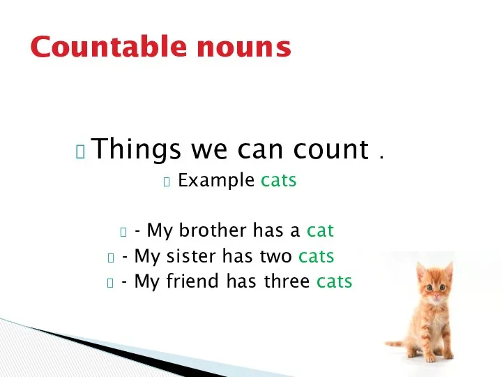 Things we can count . Example cats - My brother