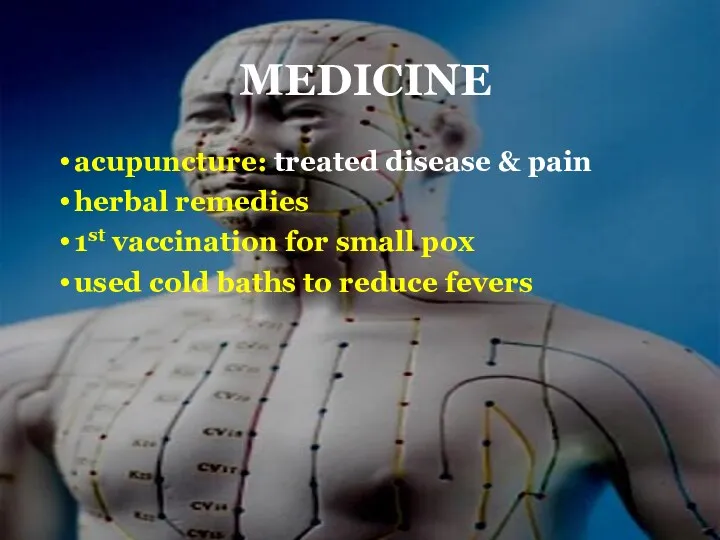 MEDICINE acupuncture: treated disease & pain herbal remedies 1st vaccination for small pox