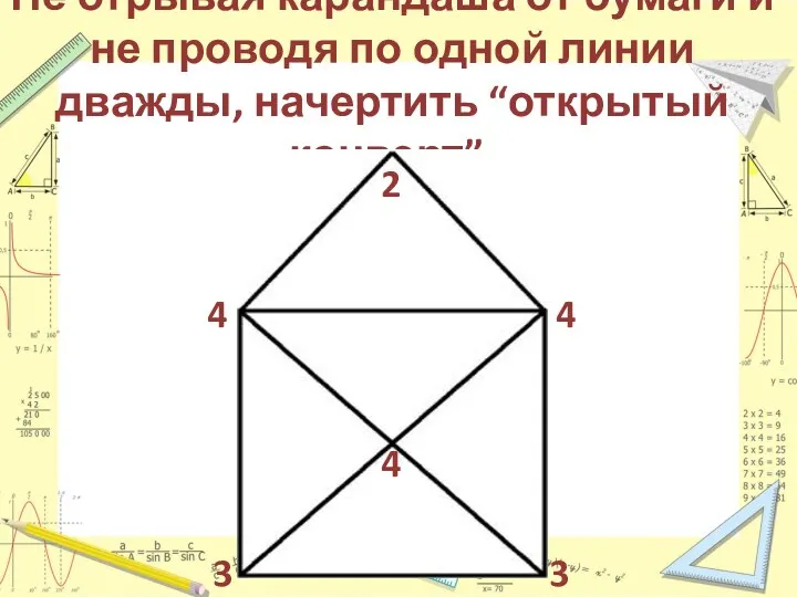 Не отрывая карандаша от бумаги и не проводя по одной