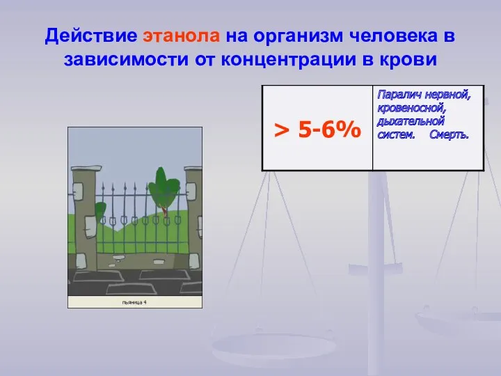 Действие этанола на организм человека в зависимости от концентрации в крови