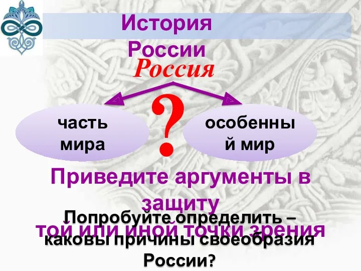 История России Россия ? Приведите аргументы в защиту той или