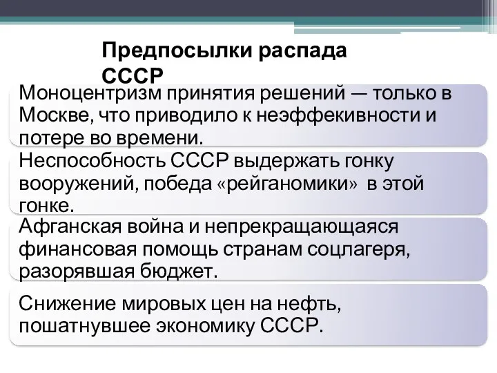 Предпосылки распада СССР