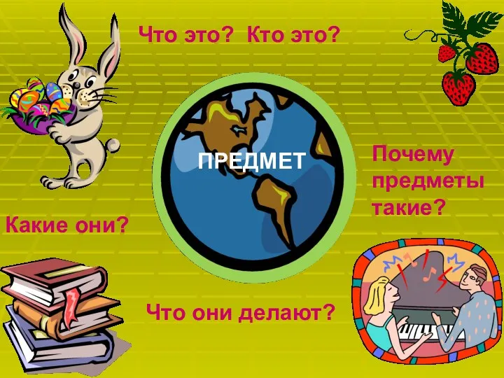 ПРЕДМЕТ Что это? Кто это? Какие они? Что они делают? Почему предметы такие?