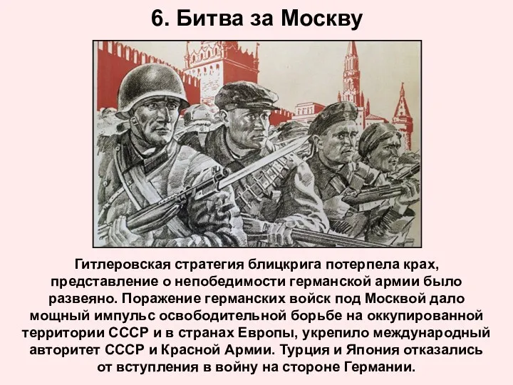 6. Битва за Москву Гитлеровская стратегия блицкрига потерпела крах, представление