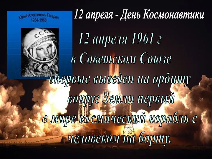 12 апреля - День Космонавтики 12 апреля 1961 г в