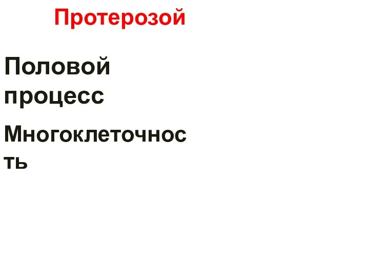 Половой процесс Многоклеточность Протерозой