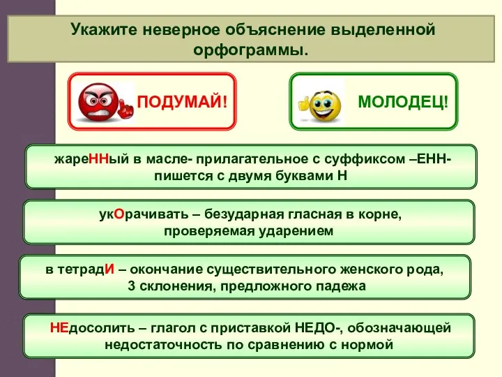 Укажите неверное объяснение выделенной орфограммы. жареННый в масле- прилагательное с