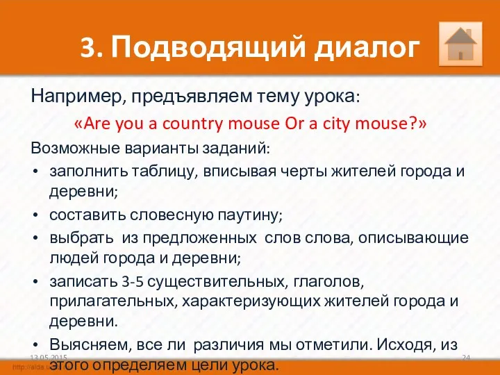 3. Подводящий диалог Например, предъявляем тему урока: «Are you a