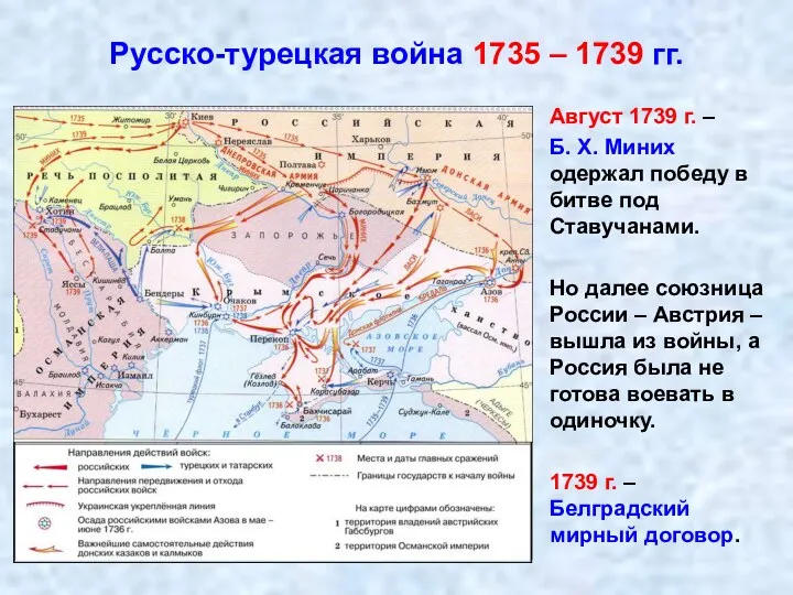 Август 1739 г. – Б. Х. Миних одержал победу в