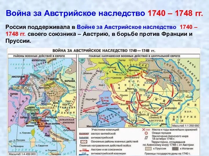 Война за Австрийское наследство 1740 – 1748 гг. Россия поддерживала