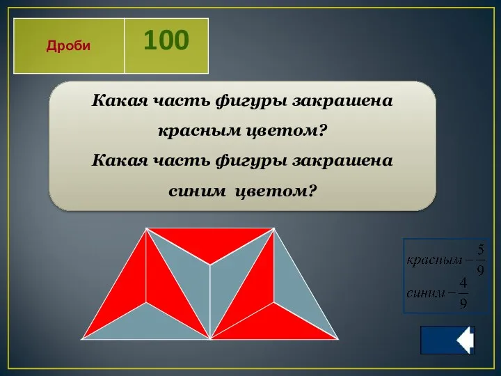 Какая часть фигуры закрашена красным цветом? Какая часть фигуры закрашена синим цветом?