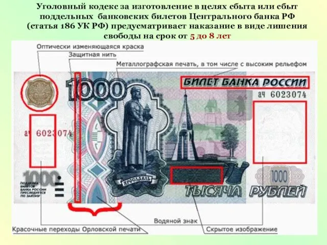 Уголовный кодекс за изготовление в целях сбыта или сбыт поддельных