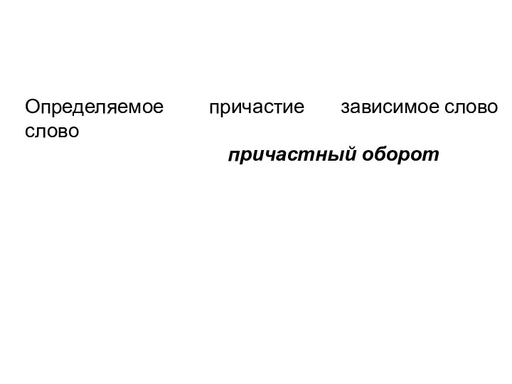 Определяемое причастие зависимое слово слово причастный оборот