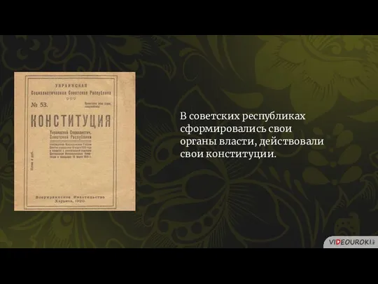 В советских республиках сформировались свои органы власти, действовали свои конституции.