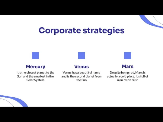 Corporate strategies It’s the closest planet to the Sun and the smallest in