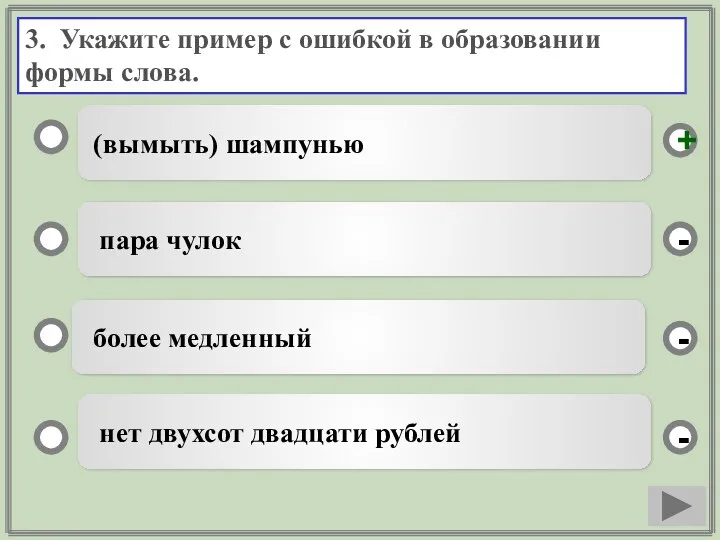 3. Укажите пример с ошибкой в образовании формы слова. (вымыть)