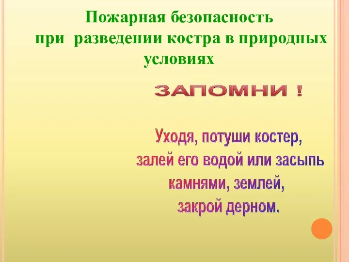 Пожарная безопасность при разведении костра в природных условиях