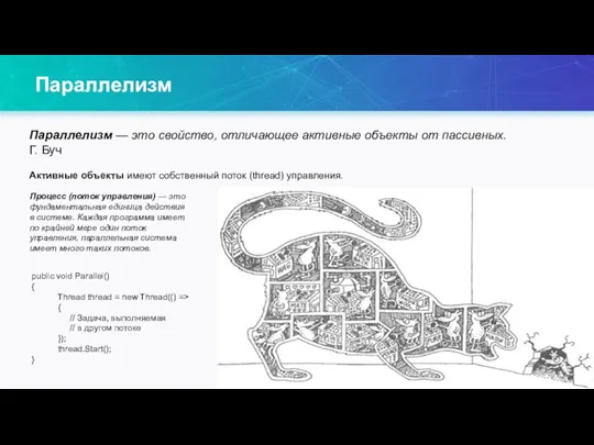 Параллелизм — это свойство, отличающее активные объекты от пассивных. Г.