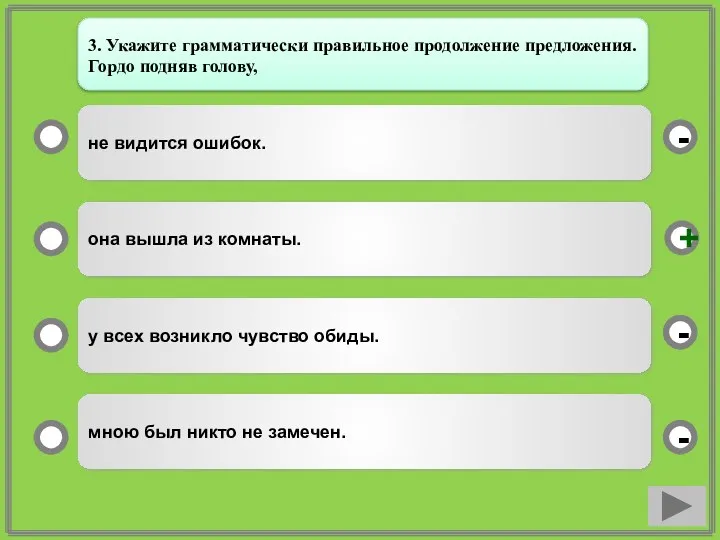 не видится ошибок. она вышла из комнаты. у всех возникло